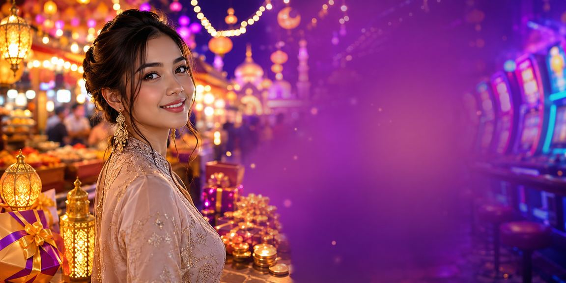 Suasana malam pasar dengan tampilan aplikasi casino yang menarik dan berwarna