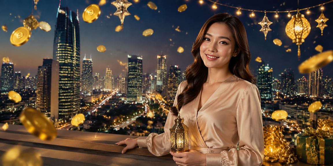 Suasana festival hiburan casino dengan dekorasi warna-warni yang semarak