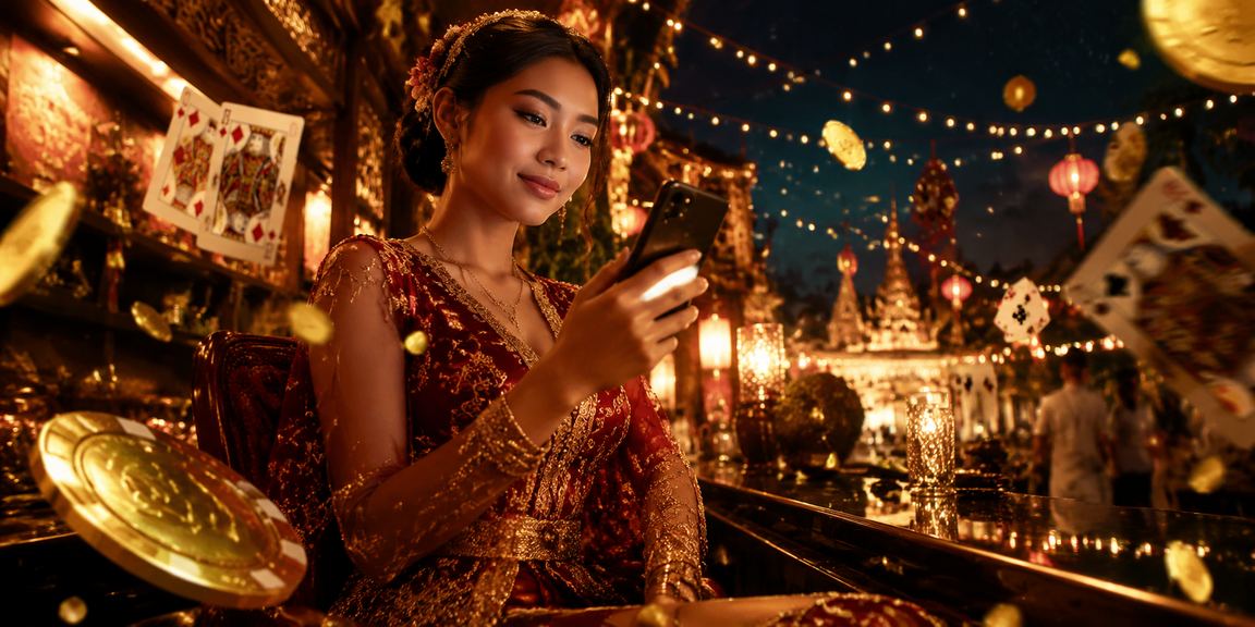 Suasana festival permainan kartu dengan nuansa aman dan meriah di platform hiburan